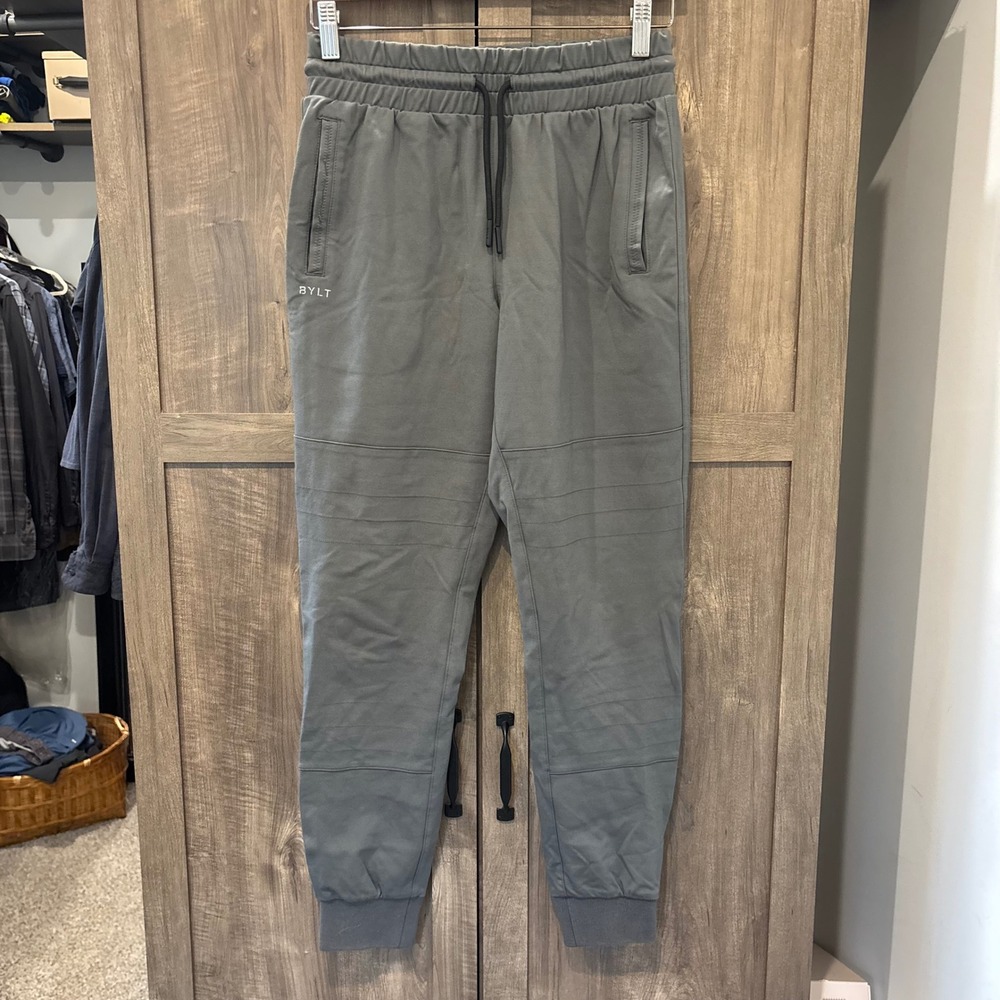 BYLT Premium Jogger Small Grey Elastic Waist Drawstring Zipper Pockets